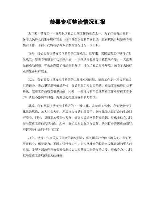 禁毒专项整治情况汇报