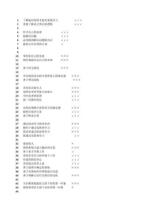 (完整版)华为性格测试题库