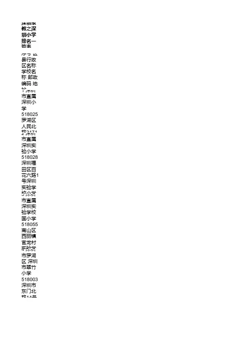 深圳小学一览表