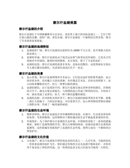 察尔汗盐湖美篇
