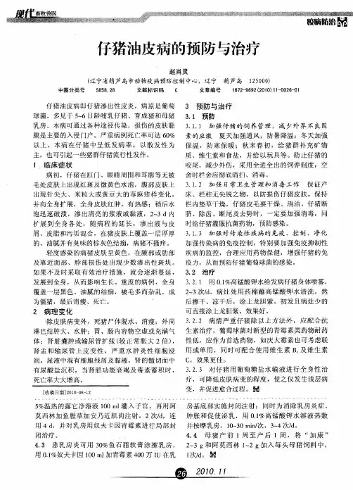 仔猪油皮病的预防与治疗