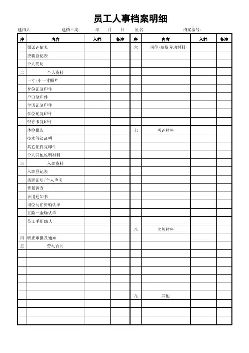人事档案明细表