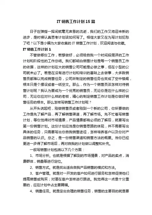 IT销售工作计划15篇