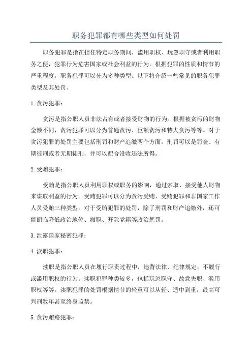 职务犯罪都有哪些类型如何处罚