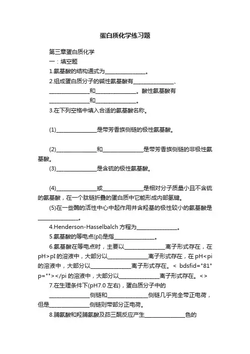 蛋白质化学练习题