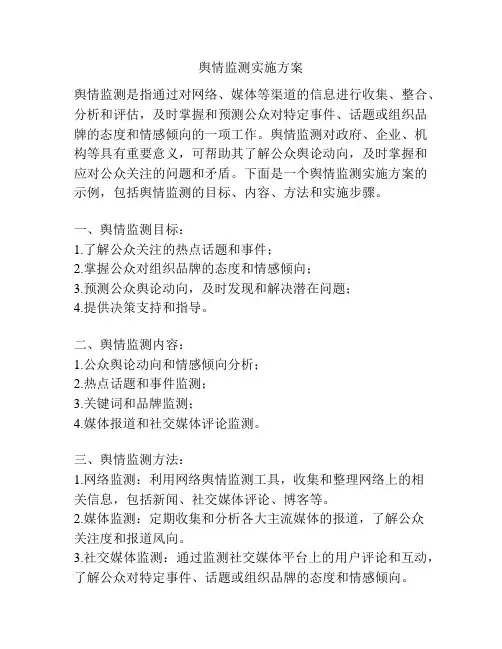 舆情监测实施方案