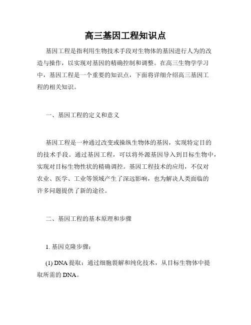高三基因工程知识点