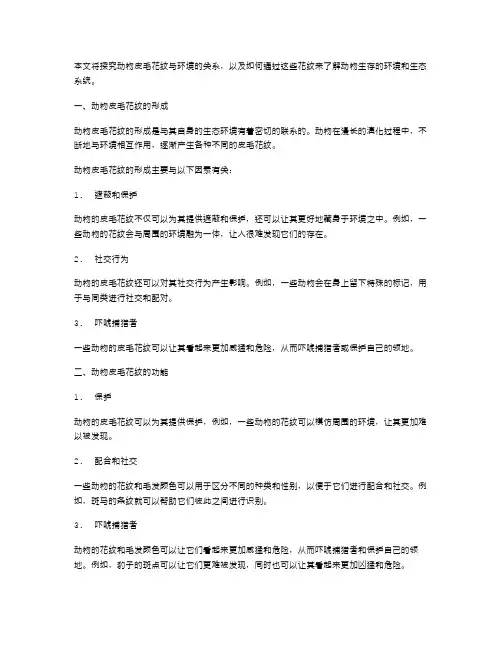 探究动物皮毛花纹与环境的关系——小班科学教案