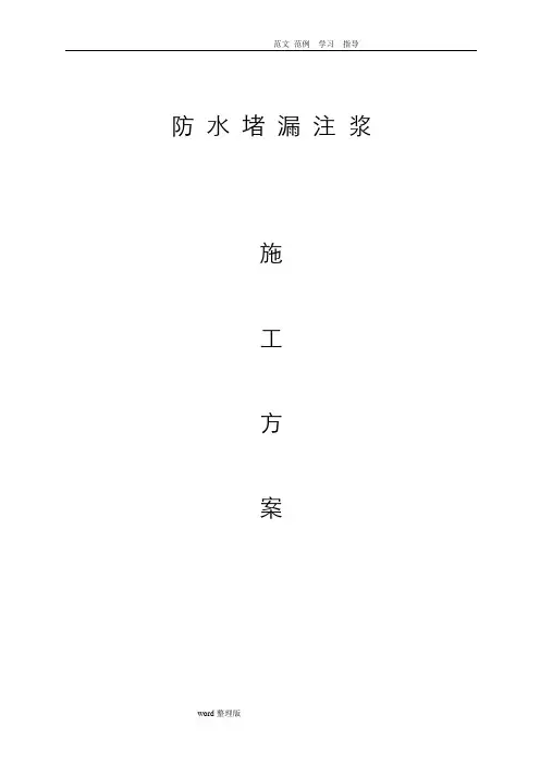 防水堵漏注浆工程施工方案