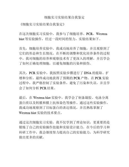 细胞实习实验结果自我鉴定
