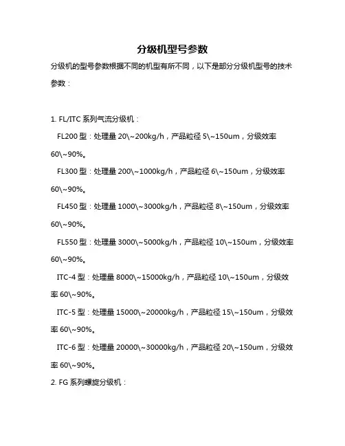 分级机型号参数