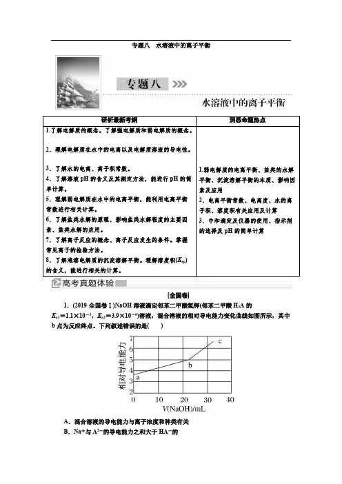 2020版高考化学新课标大二轮专题辅导与增分攻略讲义：1-8专题八 水溶液中的离子平衡 