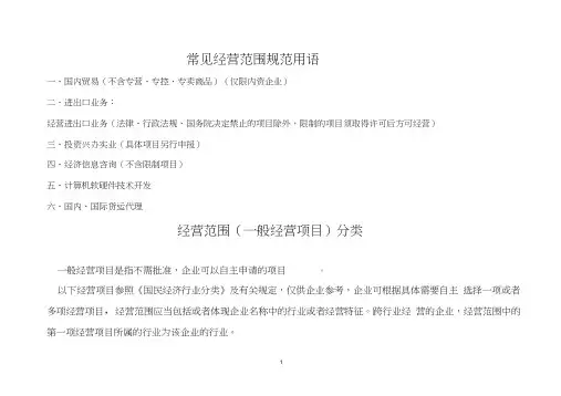 经营范围规范精选.
