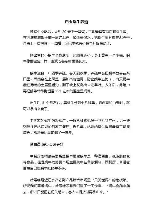 白玉蜗牛养殖