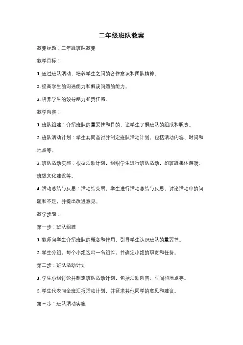 二年级班队教案