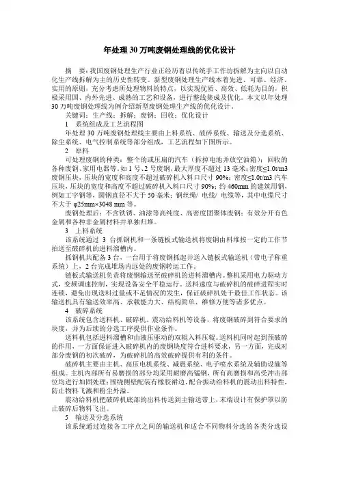 年处理30万吨废钢处理线的优化设计