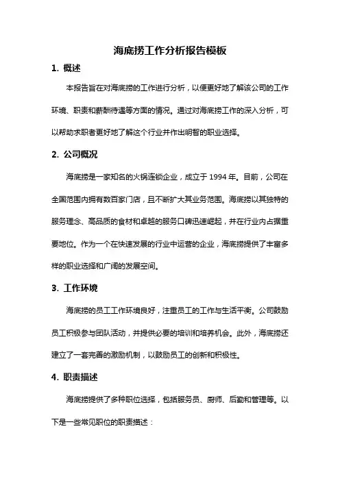 海底捞工作分析报告模板