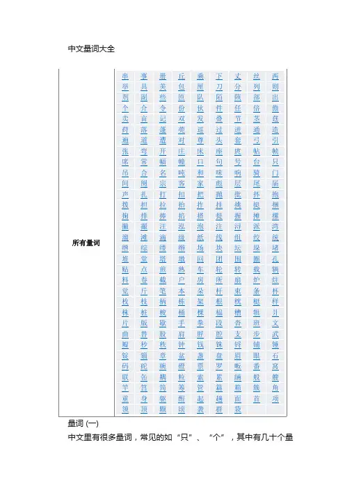 中文量词大全