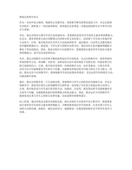 教案反思初中语文
