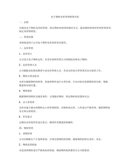 电子物料仓库管理制度内容