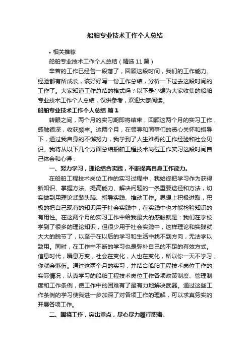 船舶专业技术工作个人总结
