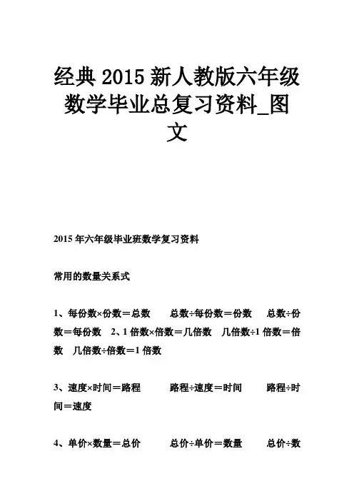 经典2015新人教版六年级数学毕业总复习资料_图文