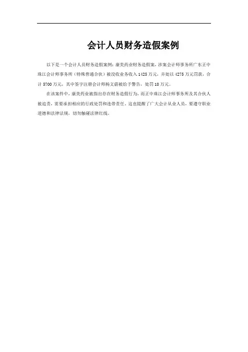会计人员财务造假案例