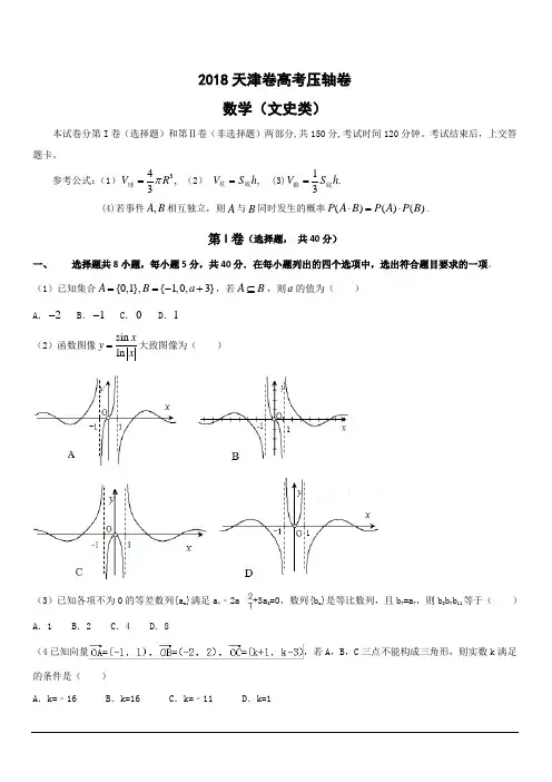 2018天津市高考压轴卷 文科数学 含答案解析