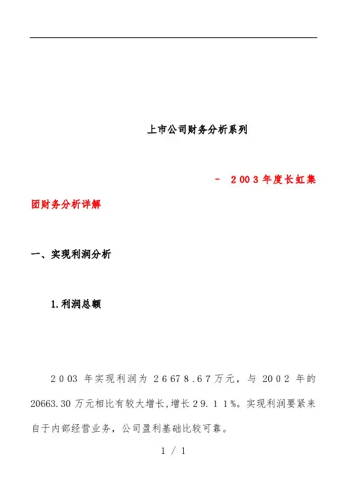 长虹集团财务分析详解
