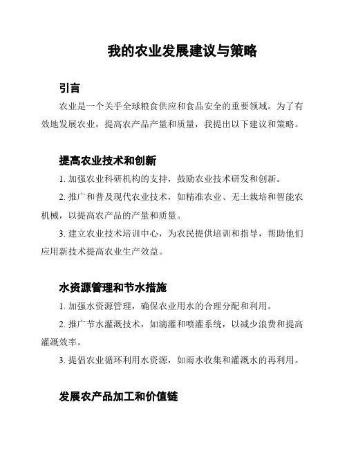 我的农业发展建议与策略