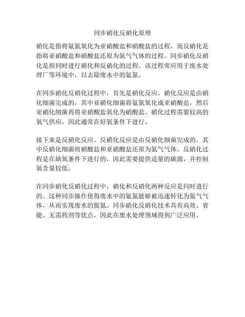 同步硝化反硝化原理