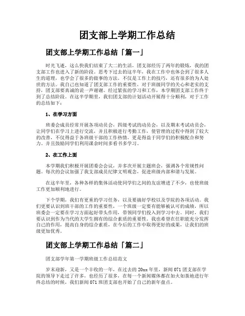 团支部上学期工作总结