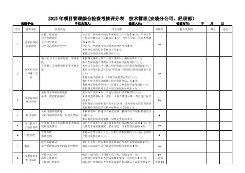 A04公司综合检查考核评分表(技术-分公司、经理部)