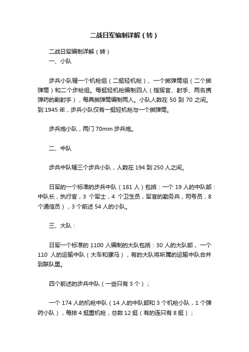 二战日军编制详解（转）