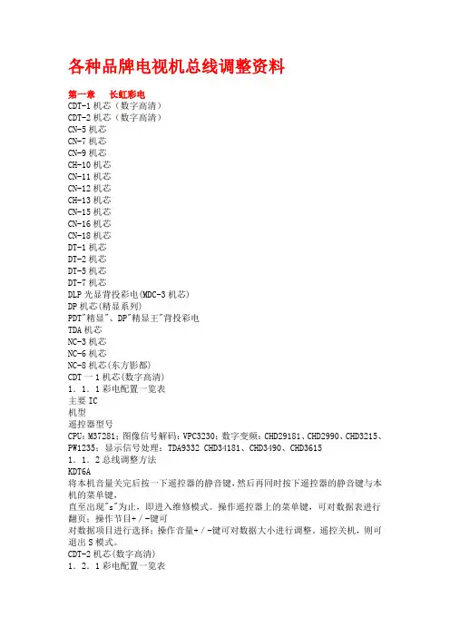 各种品牌电视机总线调整资料