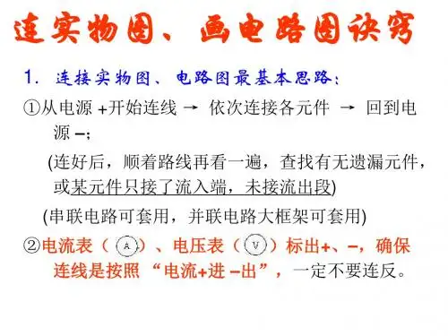 连实物图、画电路图诀窍 PPT课件 人教版