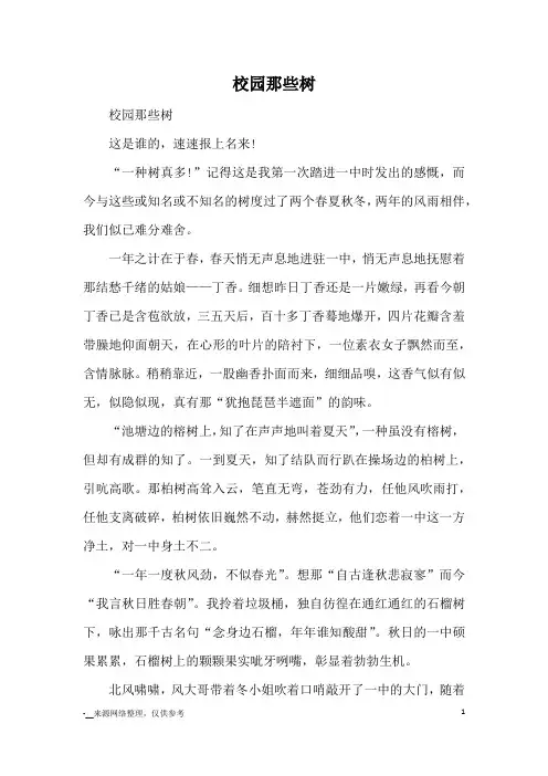 校园那些树_高中散文