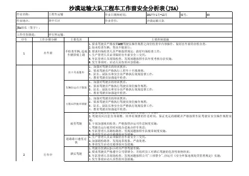 工作前安全分析表(JSA)
