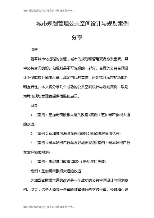城市规划管理公共空间设计与规划案例分享