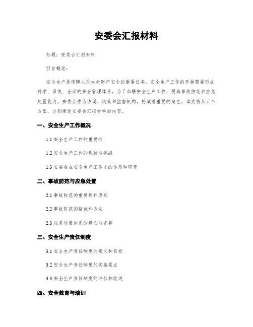 安委会汇报材料