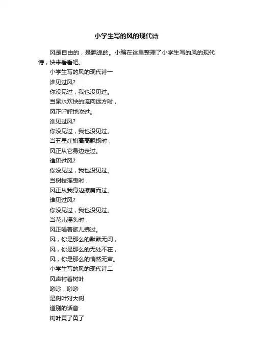 小学生写的风的现代诗