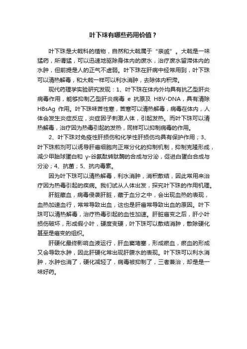 叶下珠有哪些药用价值？