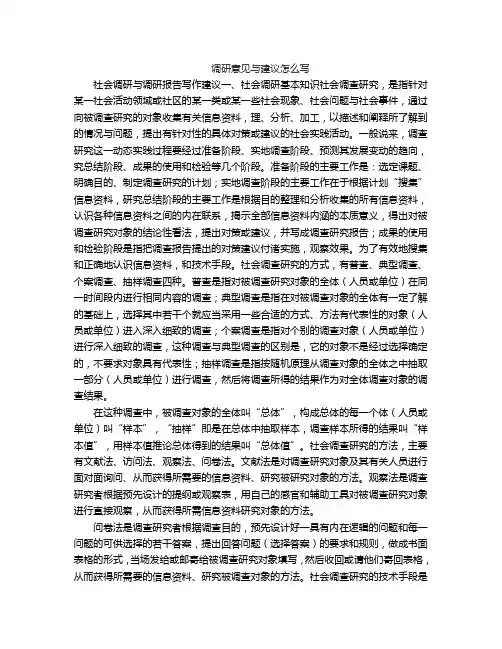 调研意见与建议怎么写