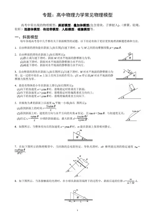 高中物理常见的物理模型
