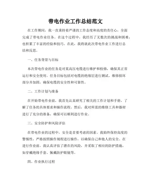 带电作业工作总结范文