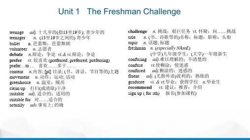人教版必修第一册Unit1TeenageLife单词课件25张ppt
