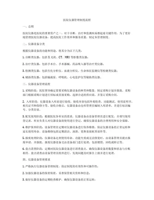 医院仪器管理制度流程