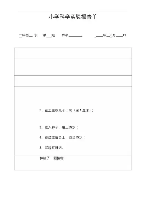一年级上册科学素材---小学科学实验报告单---教科版