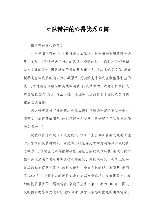 团队精神的心得优秀6篇