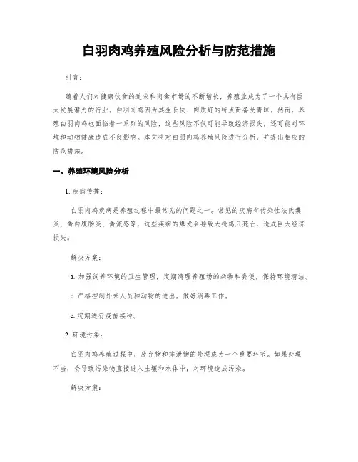 白羽肉鸡养殖风险分析与防范措施
